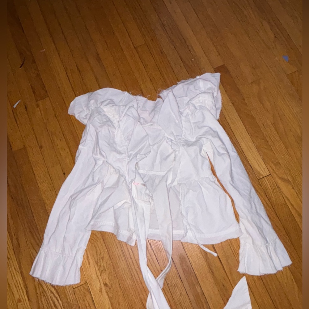 Free People White Ruffled Blouse